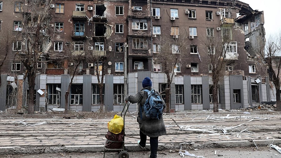 Mariupol, a strategic port on the Sea of Azov, has been besieged by Russian troops and forces from self-proclaimed separatist areas in eastern Ukraine for more than six weeks. Credit: AP/PTI Photo