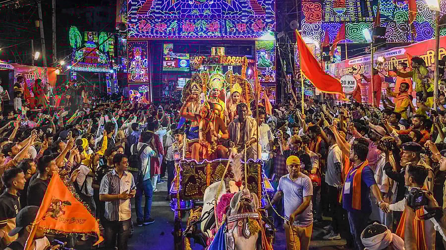On both Ram Navami and Hanuman Jayanti, violence and arson took place when celebrants, high on their aggressive religiosity, marched past mosques shouting slogans. Credit: PTI Photo