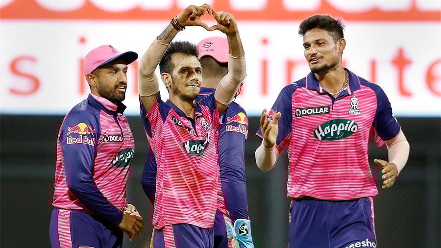 Yuzvendra Chahal of Rajasthan Royals celebrates after taking a wicket. Credit: PTI Photo
