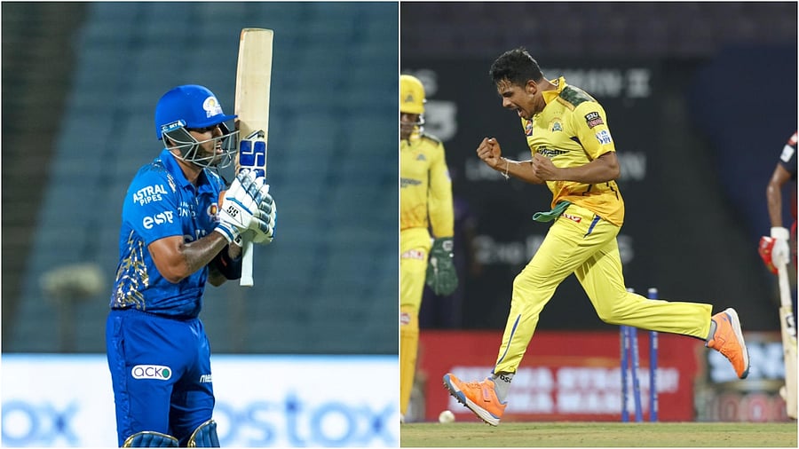 Suryakumar Yadav (left) and Maheesh Theekshana. Credit: PTI Photos/Sportspicz for IPL