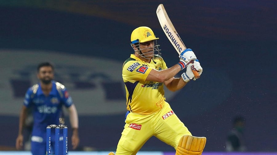 MS Dhoni of the Chennai Superkings during match 33 of Indian Premier League 2022 (IPL season 15) between the Mumbai Indians and the Chennai Superkings, at the DY Patil Stadium in Mumbai. Credit: PTI Photo