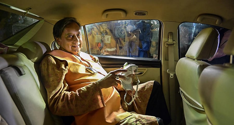 File photo of Congress leader Shashi Tharoor arrives for the Congress G-23 leaders' meeting at party leader Ghulam Nabi Azad's residence, in New Delhi. Credit: PTI