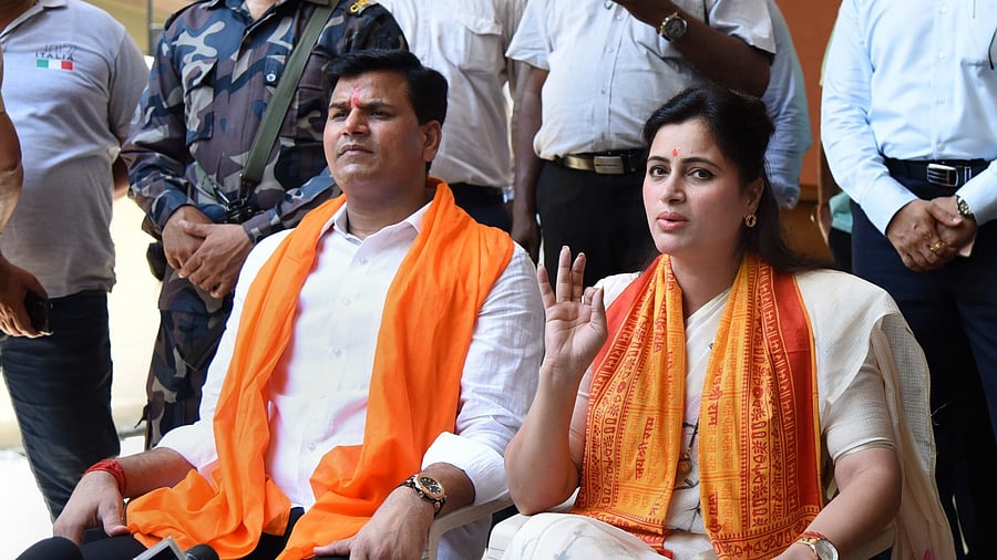 Ravi Rana and Navneet Rana during a press conference before their arrest. Credit: PTI File Photo