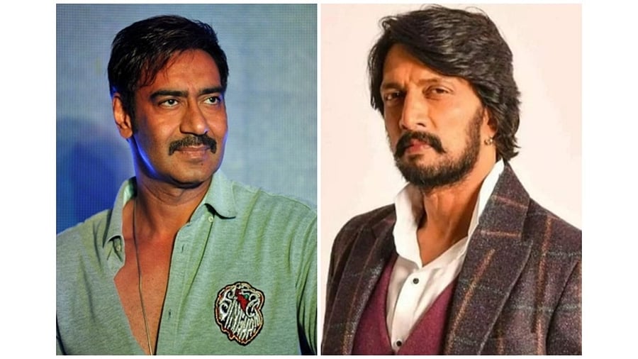 Actors Ajay Devgn and Kichcha Sudeep. Credit: IANS Photo