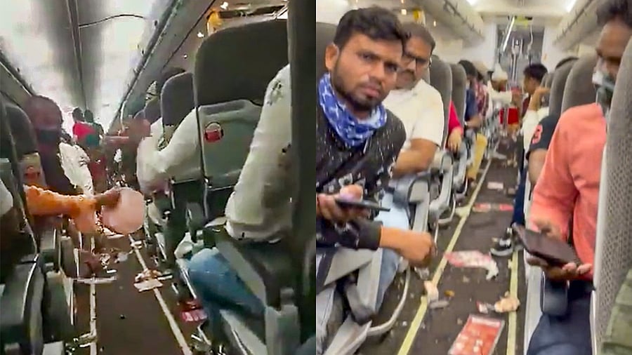 Visuals from the Durgapur-bound SpiceJet flight that experienced turbulence. Credit: PTI Photo