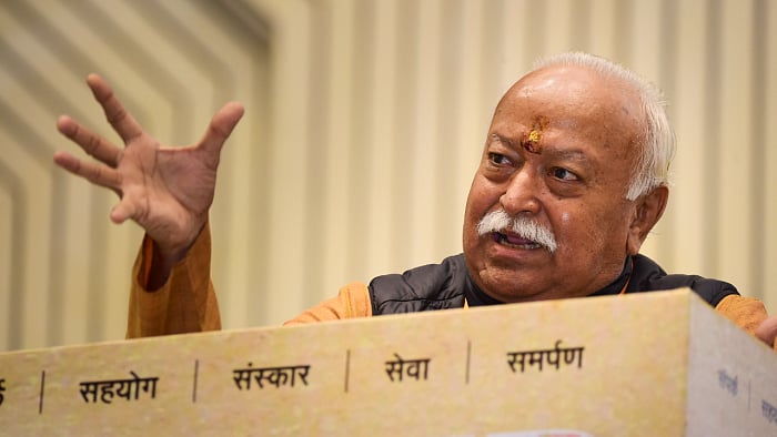 Rashtriya Swayamsevak Sangh (RSS) Chief Mohan Bhagwat. Credit: PTI Photo