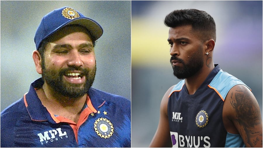 Rohit Sharma and Hardik Pandya. Credit: PTI and Reuters Photo