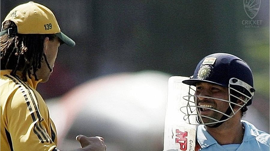 Andrew Symonds with Sachin Tendulkar. Credit: Twitter/@CricketAus
