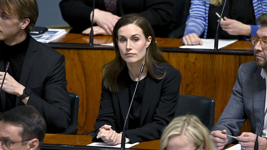 Finnish Prime Minister Sanna Marin looks on during the plenary session at the Finnish parliament, as Finnish legislators have voted and decided that Finland will seek the NATO membership in Helsinki. Credit: Reuters File Photo