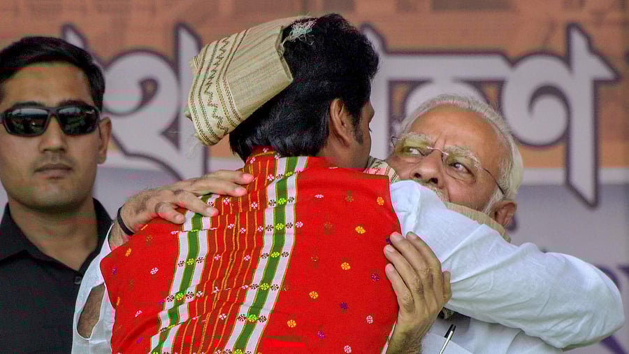 Prime Minister Narendra Modi greets Tripura BJP President Biplab Kumar Deb. Credit: PTI File Photo