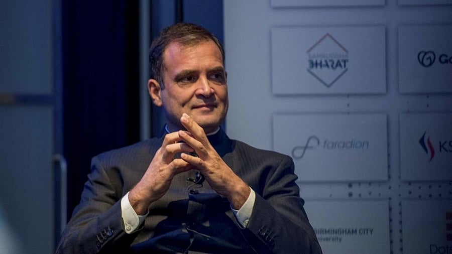 Congress leader Rahul Gandhi addresses the 'Ideas for India' conclave in the United Kingdom. Credit: Twitter/@rahulgandhi