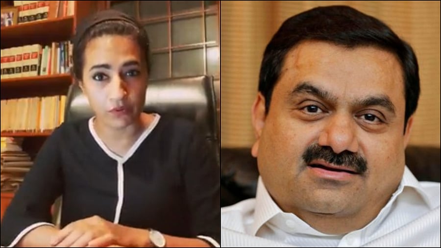 Karuna Nundy (L) and Gautam Adani. Credit: Twitter/ @karunanundy and Reuters Photo