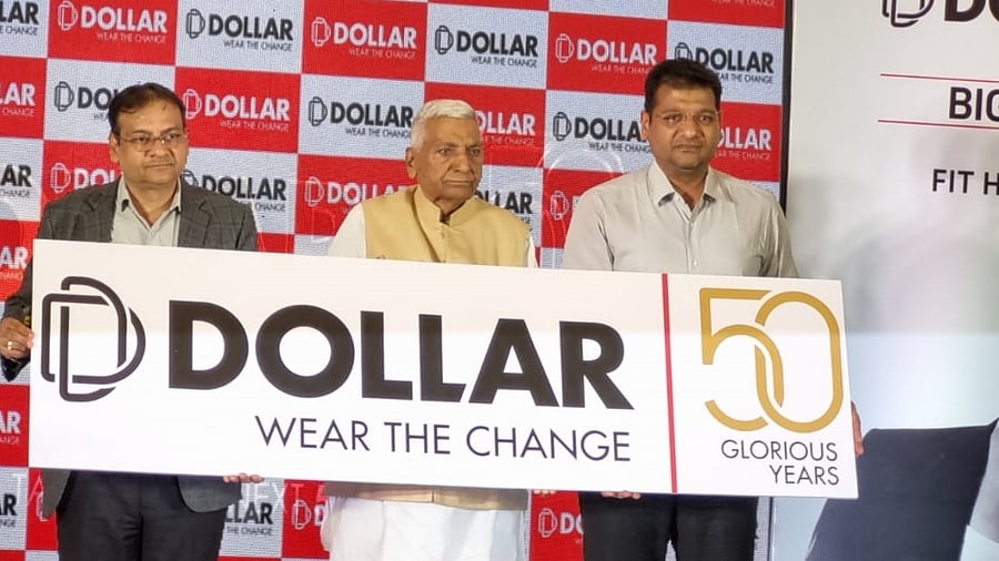 (Left-Right) Vinod Kumar Gupta, Managing Director, Din Dayal Gupta, Founder & Chairman Emeritus, and Krishan Kumar Gupta, Director of Dollar Industries Limited during the announcement of completion of 50 years and unveiling the Vision 2025 of Dollar Industries Limited. Credit: Special arrangement