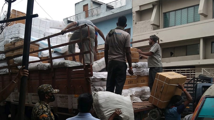 The consignment of over 170 plastic bags had come to the city from Gujarat. Credit: Special arrangement