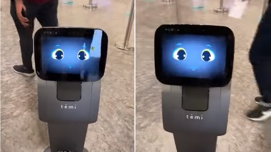 The robots will provide a variety of services which include providing information on the flight status, passenger convenience services, directional assistance, retail and F&B information. Credit: YouTube/Pavan Naik