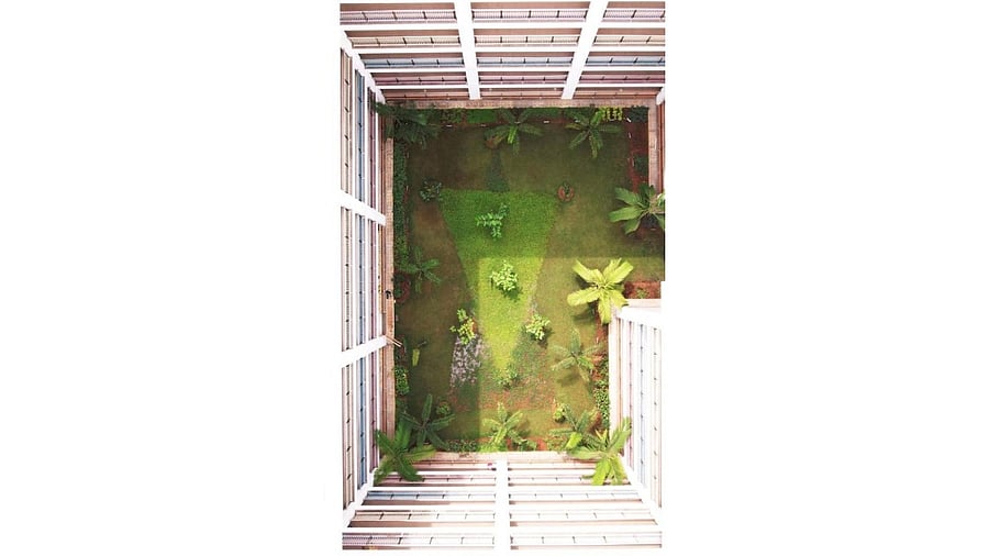 An aerial view of 'Saraswati Vana' at National Public School, Jayanagar. Credit: Special Arrangement