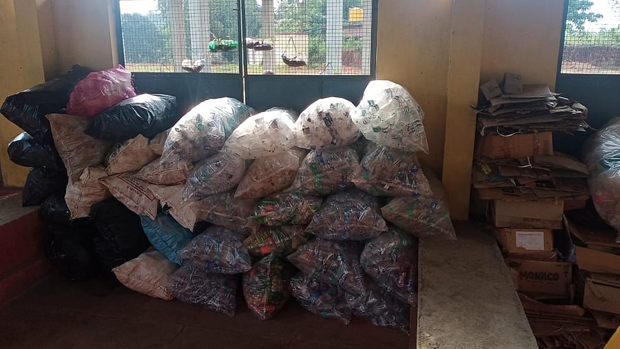 Dry waste collected in one of the Swaccha Sankeerna in a gram panchayat in Dakshina Kannada. Credit: Special arrangement