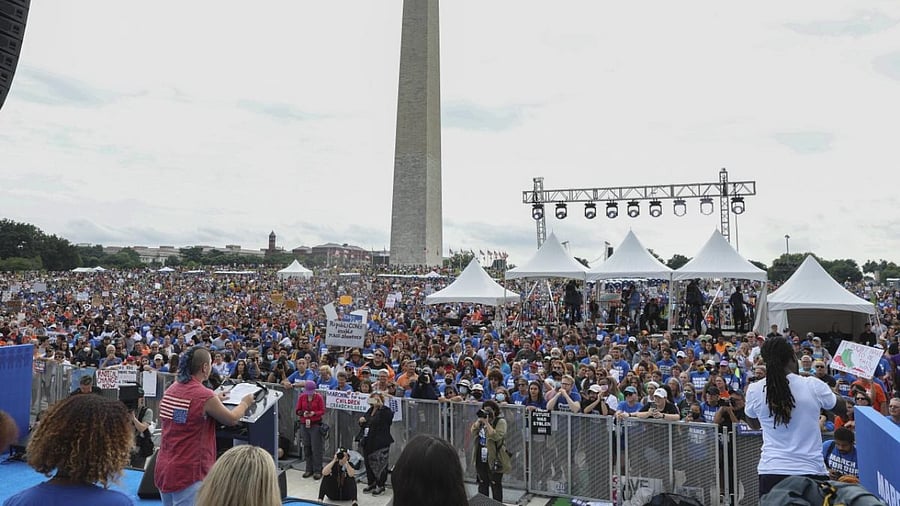 Gun control activist X Gonzalez speaks during a March for Our Lives rally against gun violence on the National Mall June 11, 2022 in Washington. Credit: AFP Photo