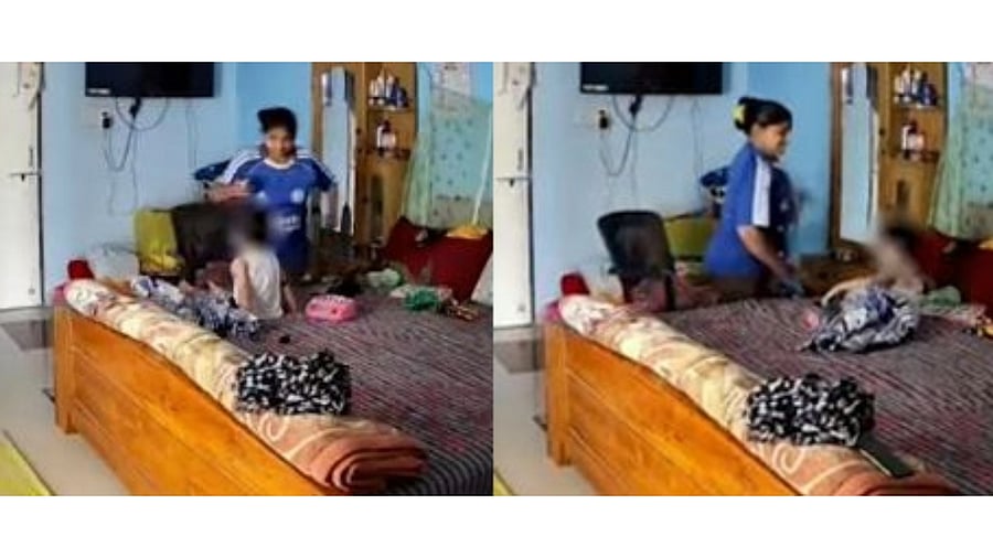 Video showing nanny assault a two-year-old in Jabalpur. Credit: IANS Photo
