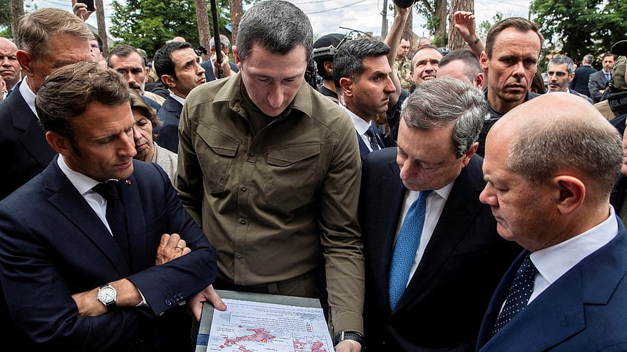 It is the first time the three have visited Kyiv since Russia's February 24 invasion. Credit: Reuters Photo