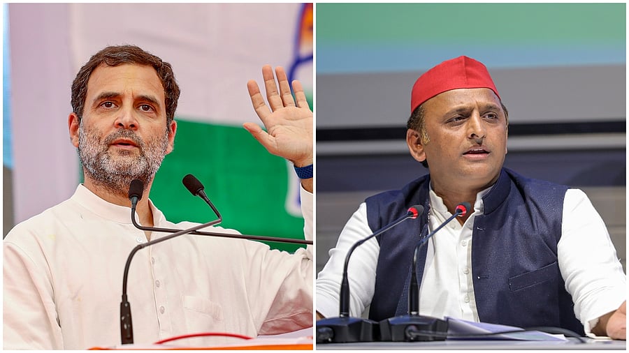 Congress leader Rahul Gandhi and SP chief Akhilesh Yadav. Credit: PTI Photo