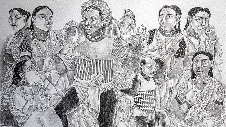 K. Laxma Goud's work from his solo show at Gallery Splash, Gurugram. Credit: Gallery Splash