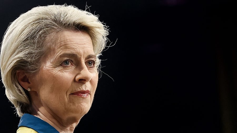 European Commission President Ursula von der Leyen addresses a press conference on the EU membership application by Ukraine. Credit: AFP Photo