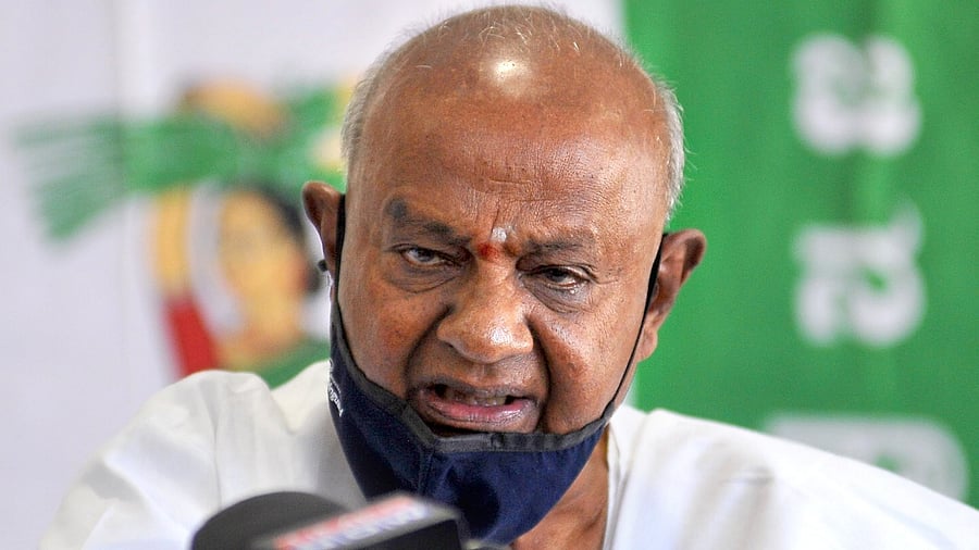 JD(S) patriarch H D Deve Gowda. Credit: DH File Photo