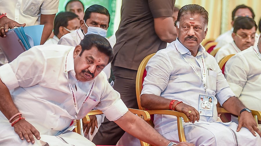 AIADMK Coordinator O Panneerselvam, Edappadi K Palaniswami. Credit: PTI Photo