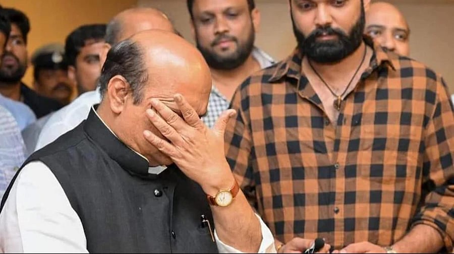 Chief minister Basavaraj Bommai in tears after watching the Rakshit Shetty-starrer '777 Charlie' recently.