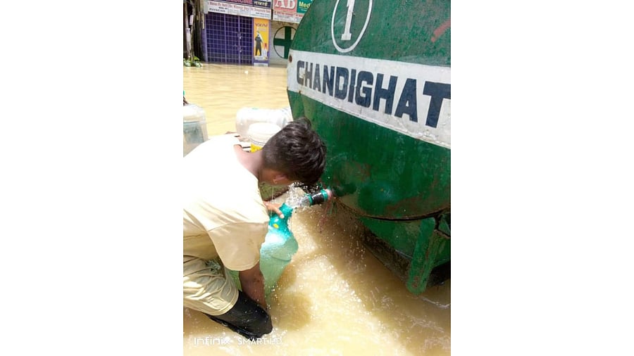 The level of flood water in the worst affected Silchar started receding on Friday but there was waist-deep water in many localities including in its adjoining areas even on Saturday. Credit: Cachar district administration, Assam