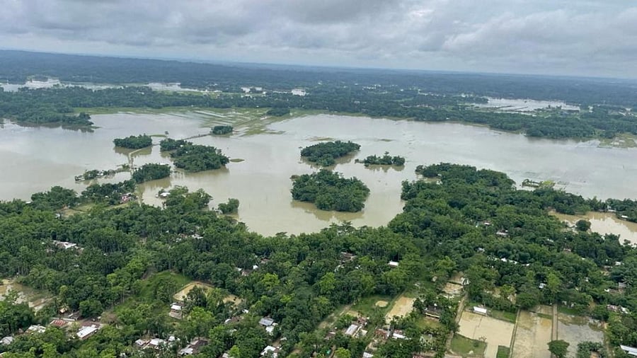 While the flood waters have started to recede in many other areas located near Assam's mighty Brahmaputra river, the situation in Cachar and its neighbouring Karimganj and Hailakandi districts continues to be grim. Credit: Reuters Photo