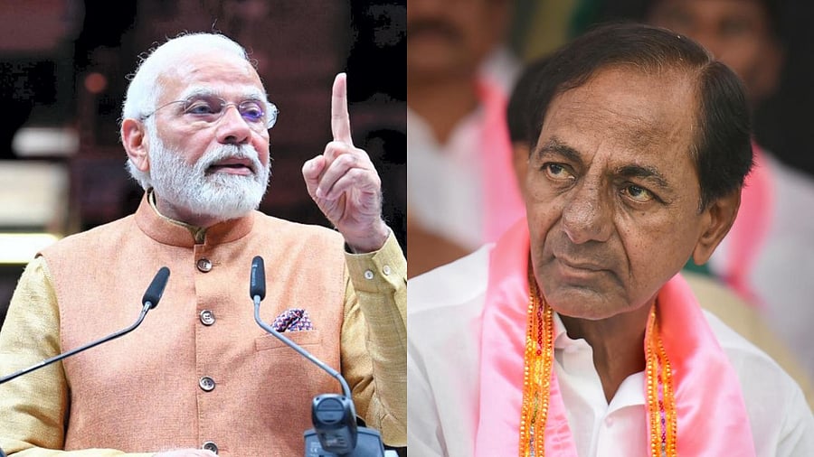 PM Narendra Modi and Telangana Chief Minister K Chandrasekhar Rao. Credit: PTI Photos