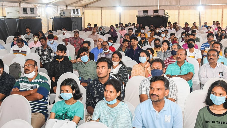 A section of the audience during one of the talks at the 12th edition of Eduverse-Jnana Degula. Credit: DH Photo/S K Dinesh