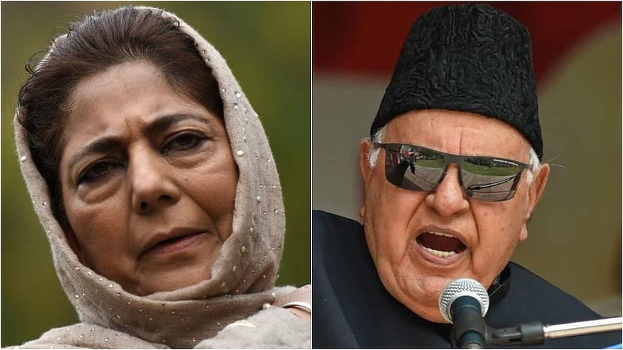 National Conference (NC) president Farooq Abdullah and PDP president Mehbooba Mufti. Credit: AFP Photos