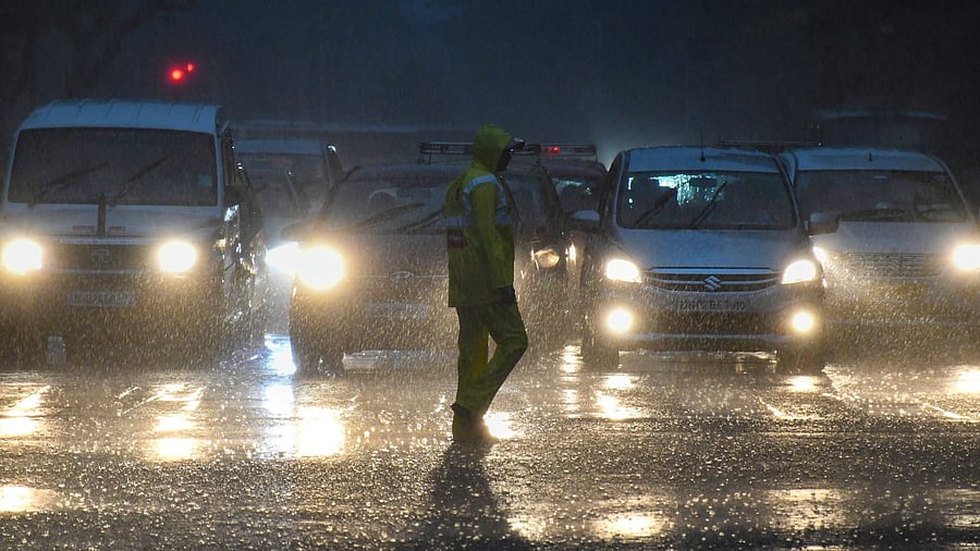 While road traffic was badly affected in the arterial roads of Mumbai, the trains of Central Railway and Western Railway continued running. Credit: PTI Photo