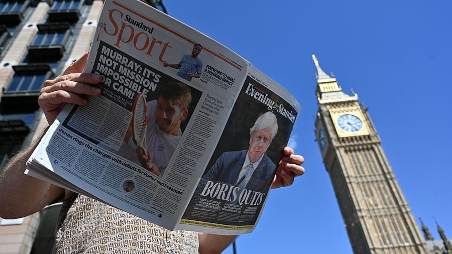 Boris Johnson resigned on Thursday as leader of Britain's Conservative party, paving the way for the selection of a new prime minister. Credit: AFP Photo