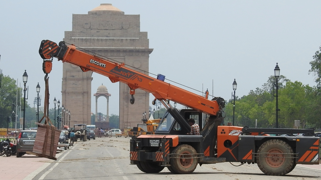 Work of Central Vista in progress at Rajpath in New Delhi. Credit: IANS Photo