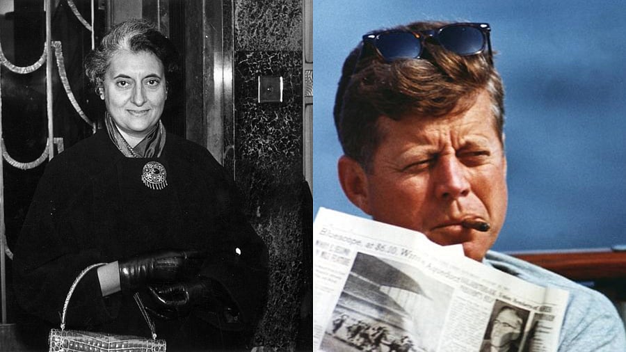 Indira Gandhi (left) and John F Kennedy. Credit: Getty images/Reuters photo
