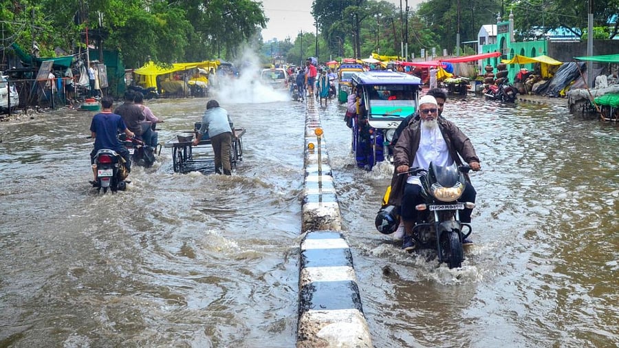 Waterlogging after rains in Bhopal. Credit: PTI Photo