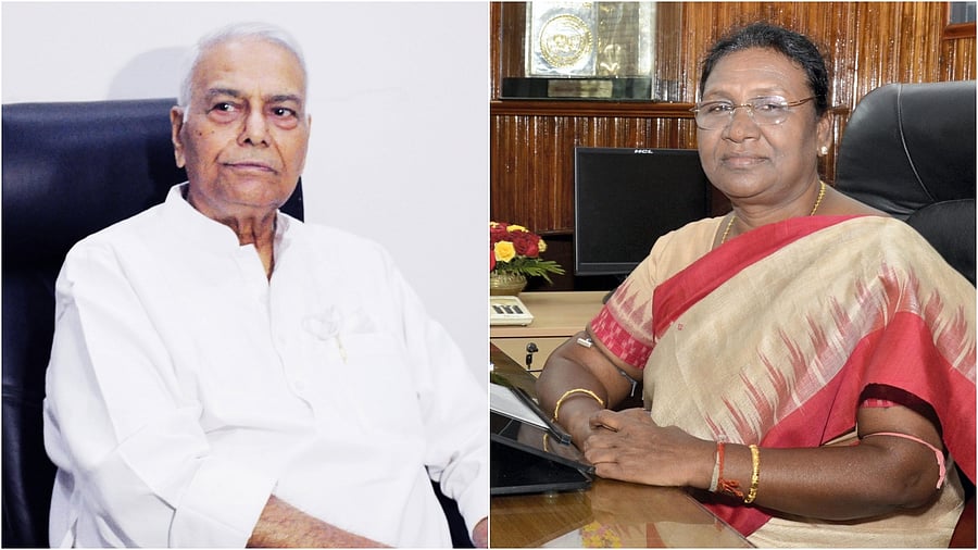 Opposition candidate Yashwant Sinha, Droupadi Murmu. Credit: IANS, PTI Photos