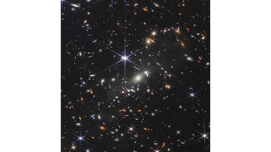 This image provided by NASA on Monday, July 11, 2022, shows galaxy cluster SMACS 0723, captured by the James Webb Space Telescope. Credit: AP/PTI Photo
