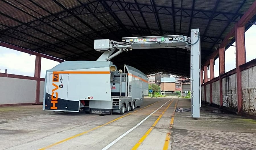 Installing a mobile X-ray container scanner (MXCS) was a significant milestone in the 25-year-long history of Mangalore Customs Commissionerate providing hassle-free service at New Mangalore Port. Credit: DH Photo