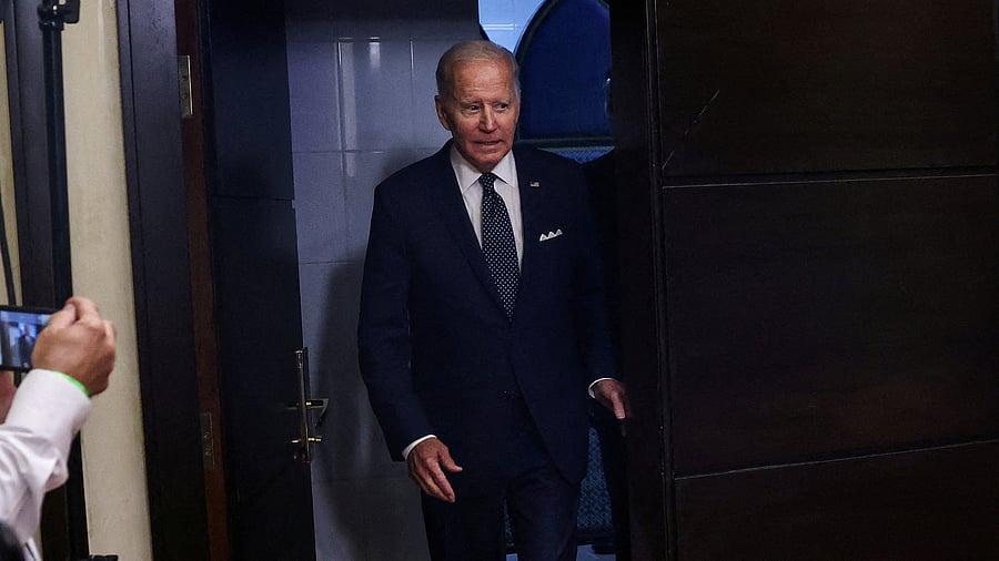 U.S. President Joe Biden arrives to attend a news conference at Waldorf Astoria in Jeddah, Saudi Arabia. Credit: Reuters Photo