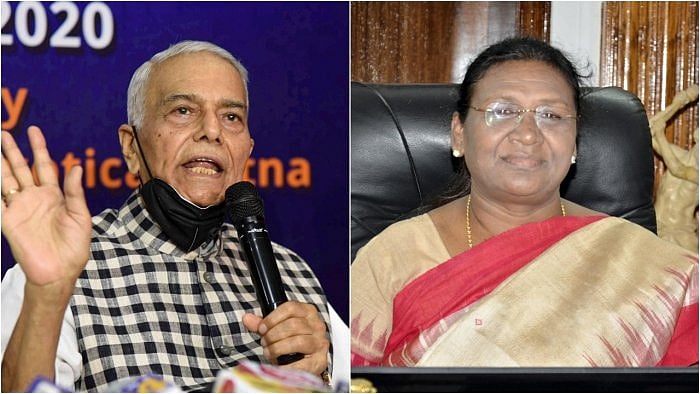 Presidential candidates Droupadi Murmu and Yashwant Sinha. Credit: Agency Photos