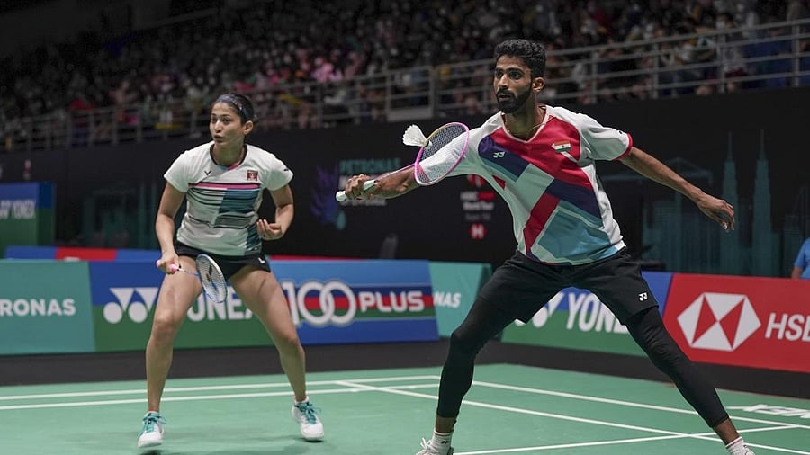 B Sumeeth Reddy (right) with Ashwini Ponnappa. Credit: AP/PTI Photo