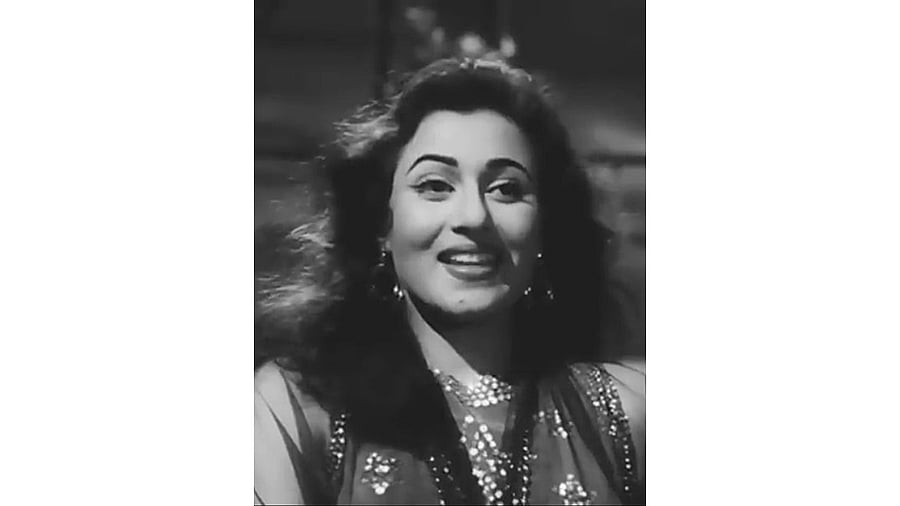 Actress Madhubala. Credit: Movie still from the film 'Howrah Bridge' cropped on Madhubala/Wikimedia Commons