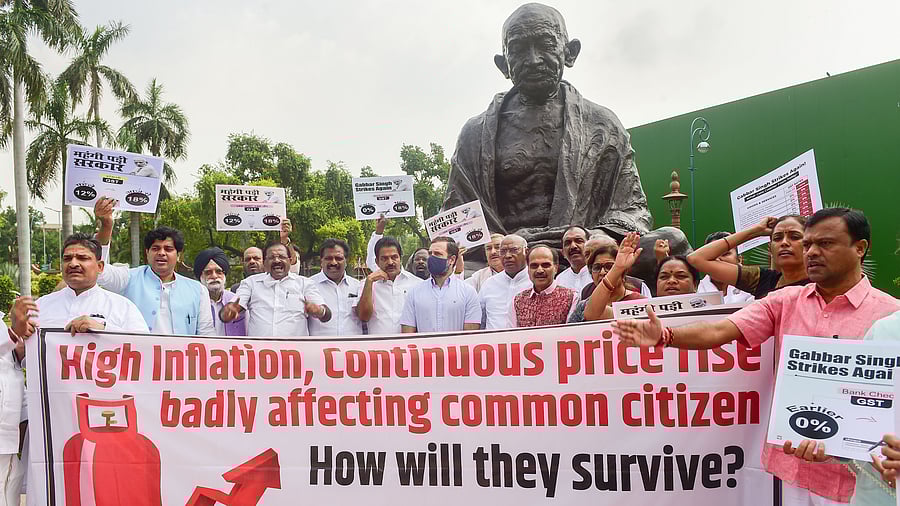 Besides Congress leader Rahul Gandhi, some opposition MPs including Supriya Sule of the NCP, Ram Gopal Yadav of the Samajwadi party and Priyanka Chaturvedi of the Shiv Sena were present during the protest which was held in front of Mahatma Gandhi's statue in Parliament complex. Credit: PTI