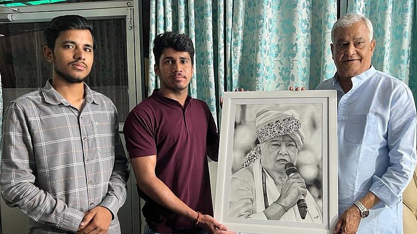 On the right: BJP's Rajya Sabha member Kirodi Lal Meena. Credit: Twitter/DrKirodilalBJP