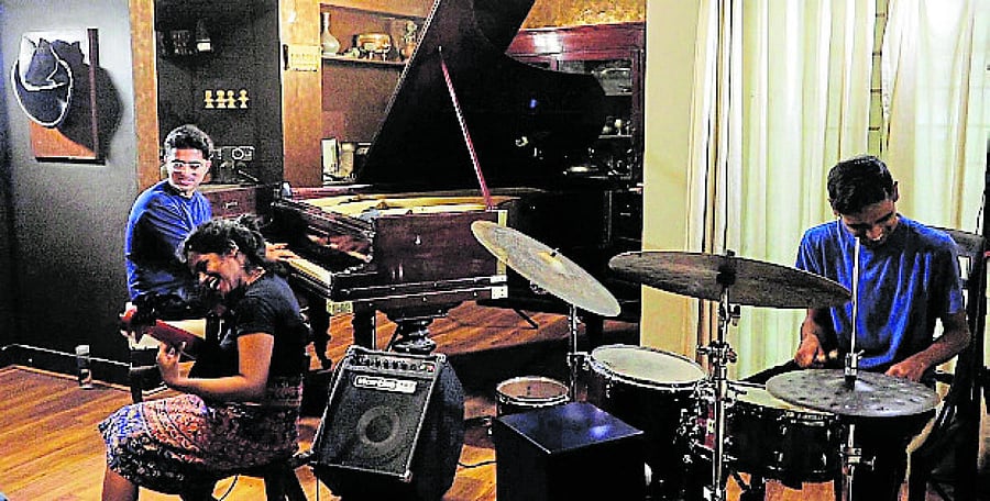 A music concert held at Ranjan Kamath’s home in Koramangala.